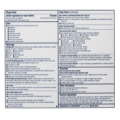 Advil Ibuprofen Pain Relief Tablets 100/box