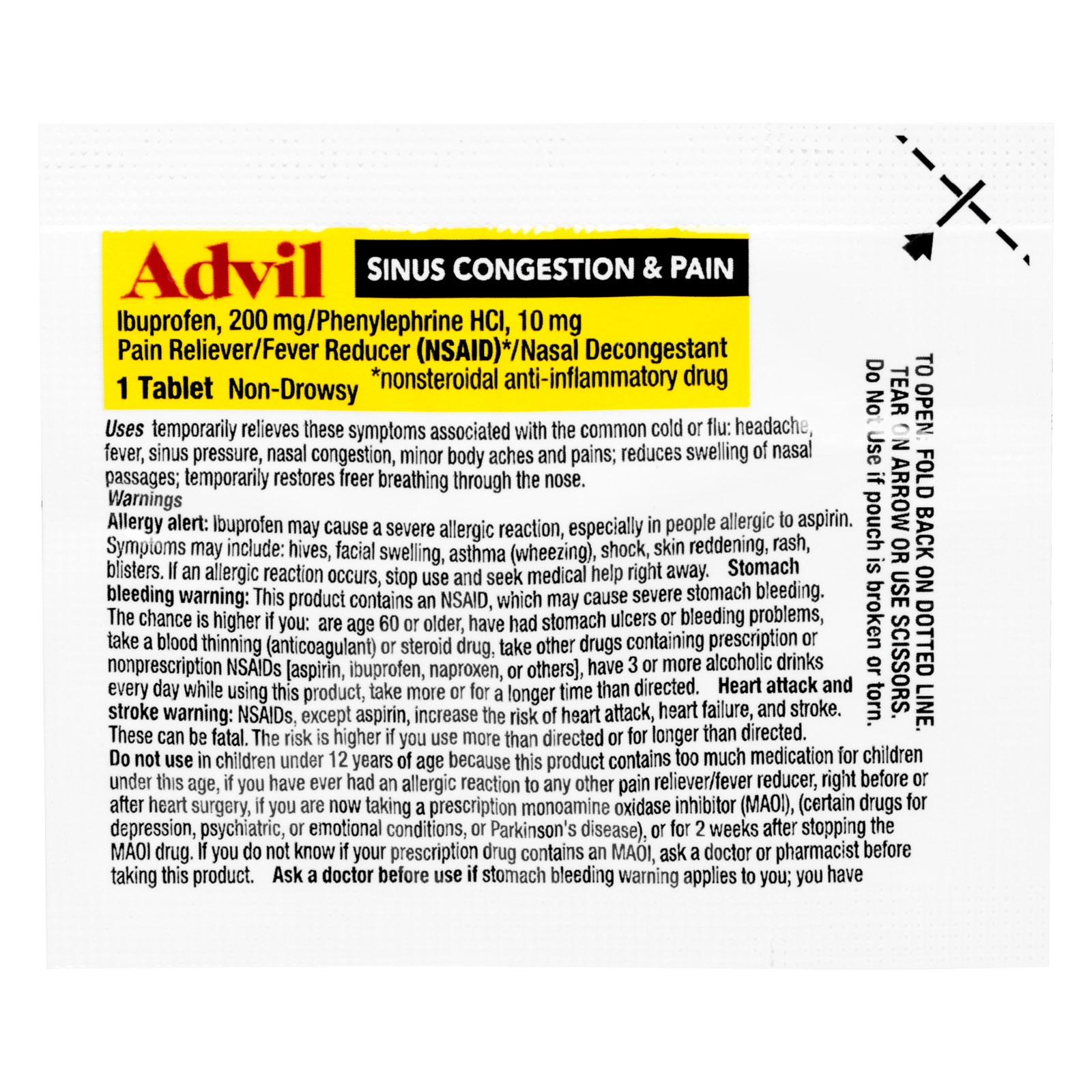 Advil Congestion Relief Tablets 50 Packets of 1 Tablet