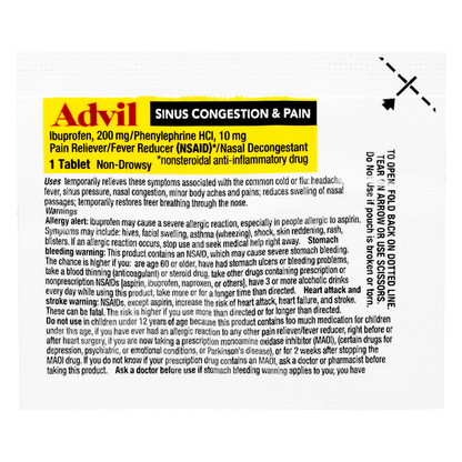Advil Congestion Relief Tablets 50 Packets of 1 Tablet