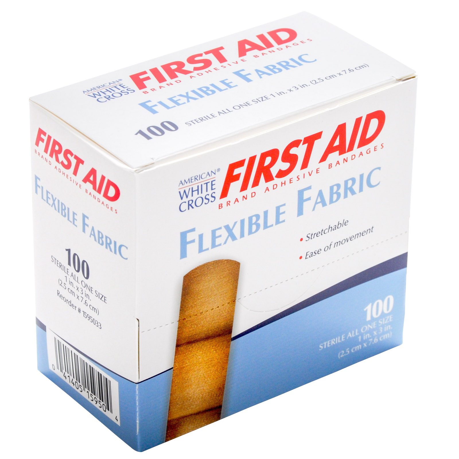 Bandage Flexible Fabric White Cross Brand 1x3 100/box