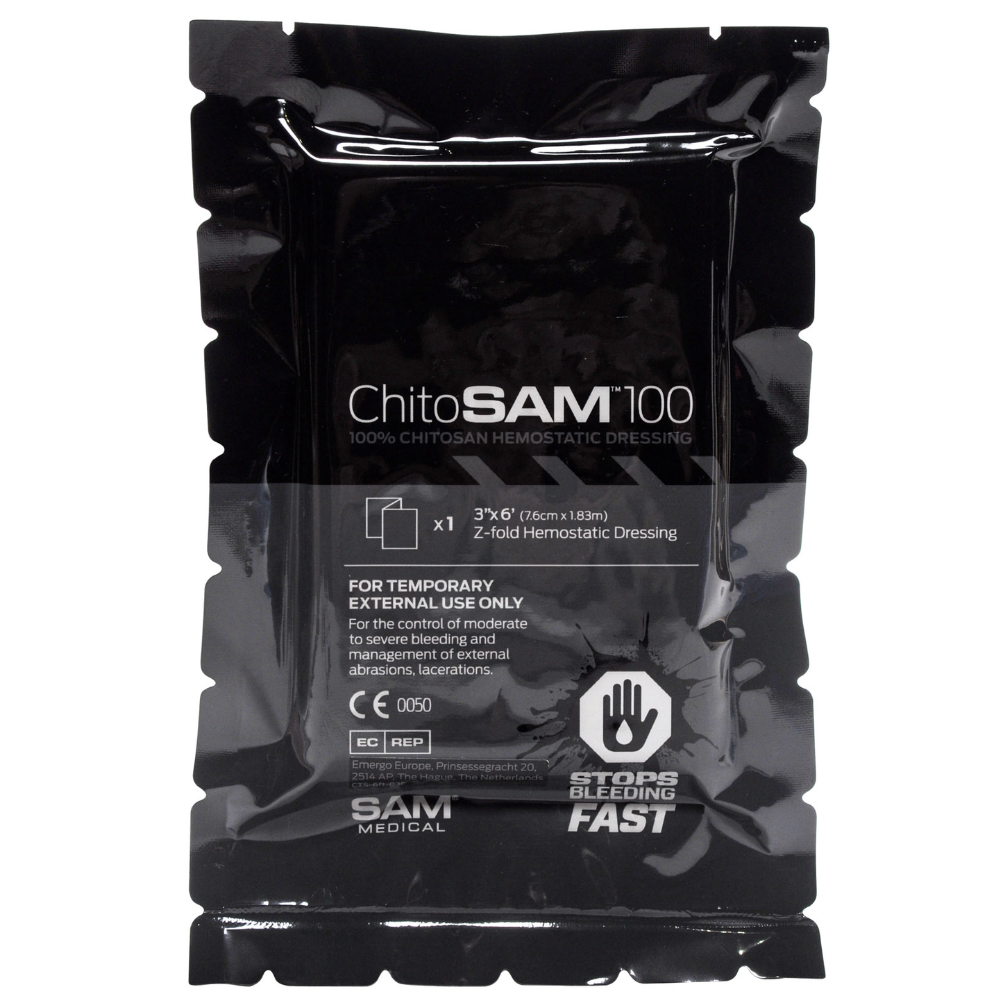 ChitoSam 100 Z Fold Blood Clotting Dressing 3x6 Each