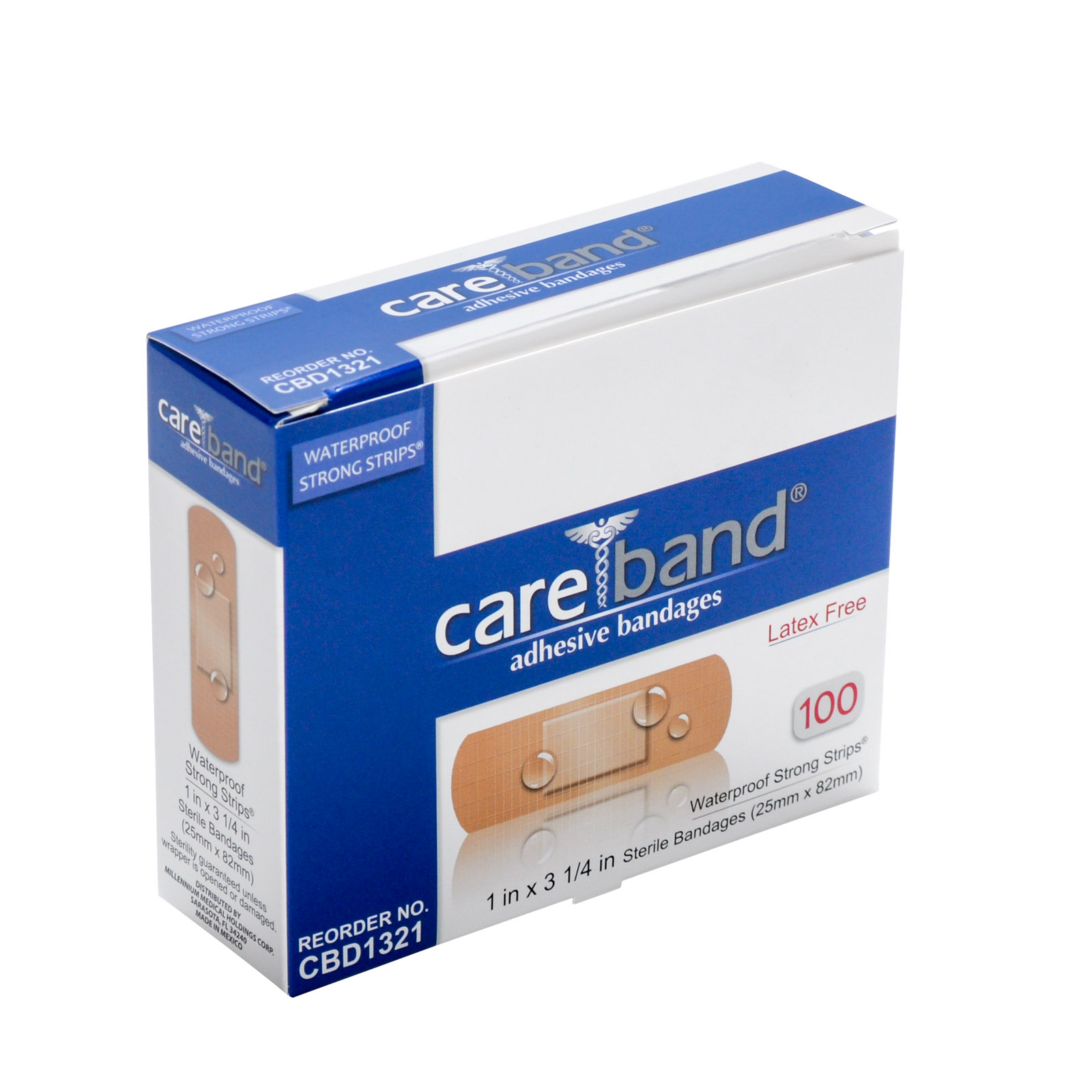 Care Band Waterproof Adhesive Bandages 1x3 100/box
