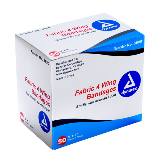Bandaid Flexible Fabric 4 Wing 3x3 50/box Latex Free