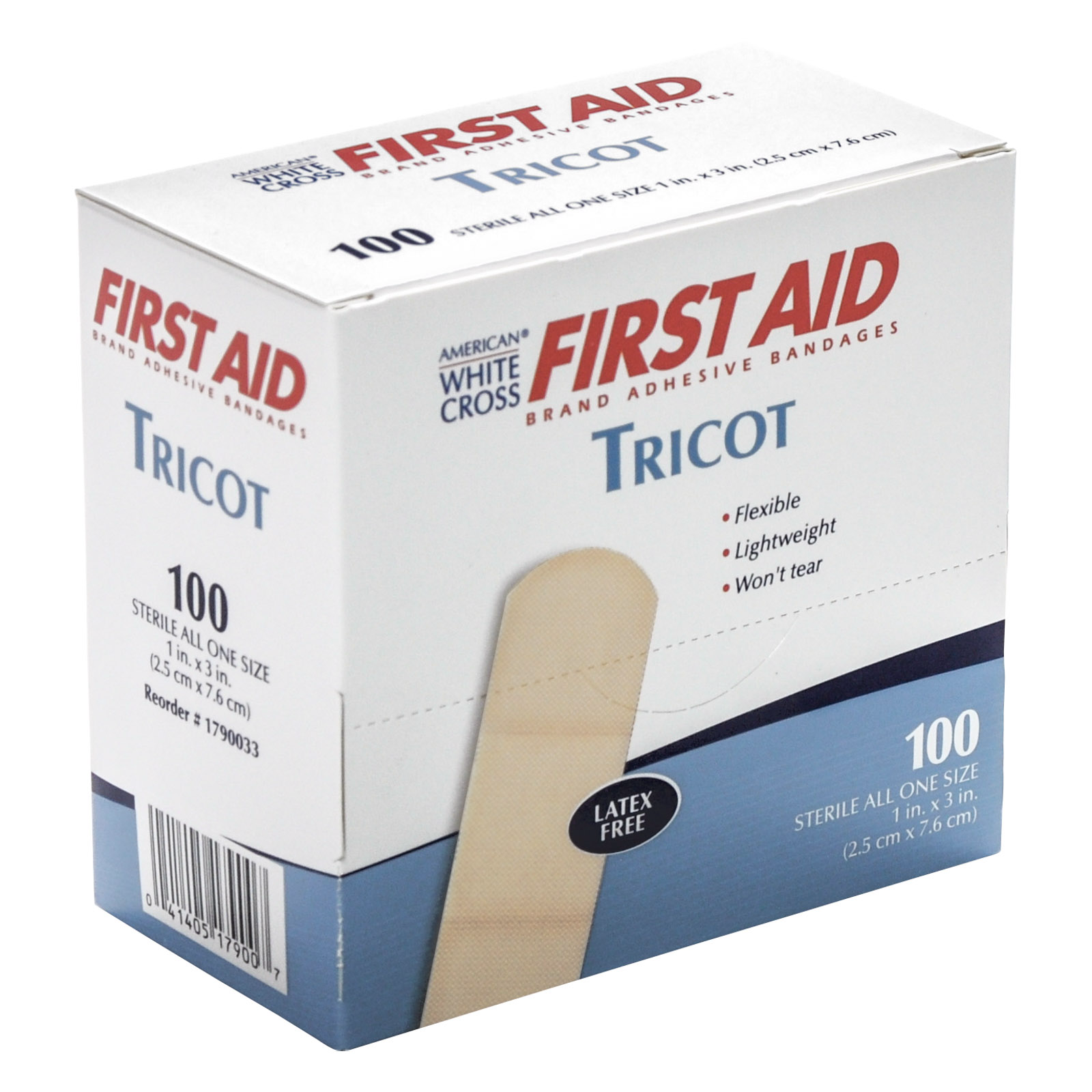 White Cross Tricot Bandage Strips 1X 3 100/box