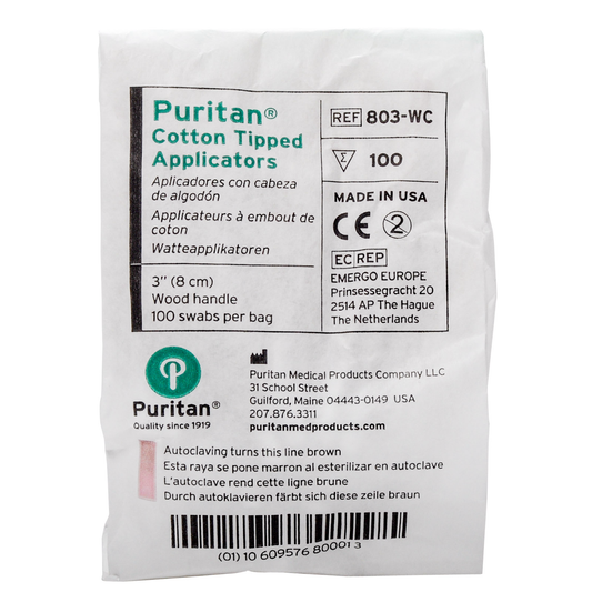 Cotton Applicators Puritan Non Sterile 3'' 100/pkg