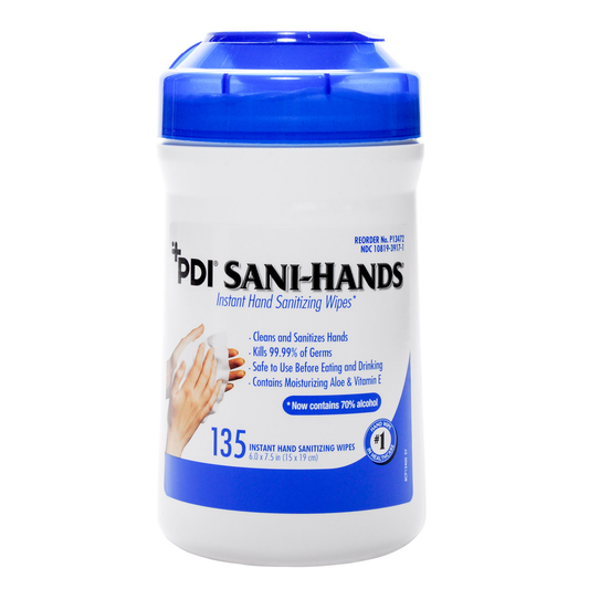 Sani Hands Alc Alcohol Gel Hand Wipes 135/tub