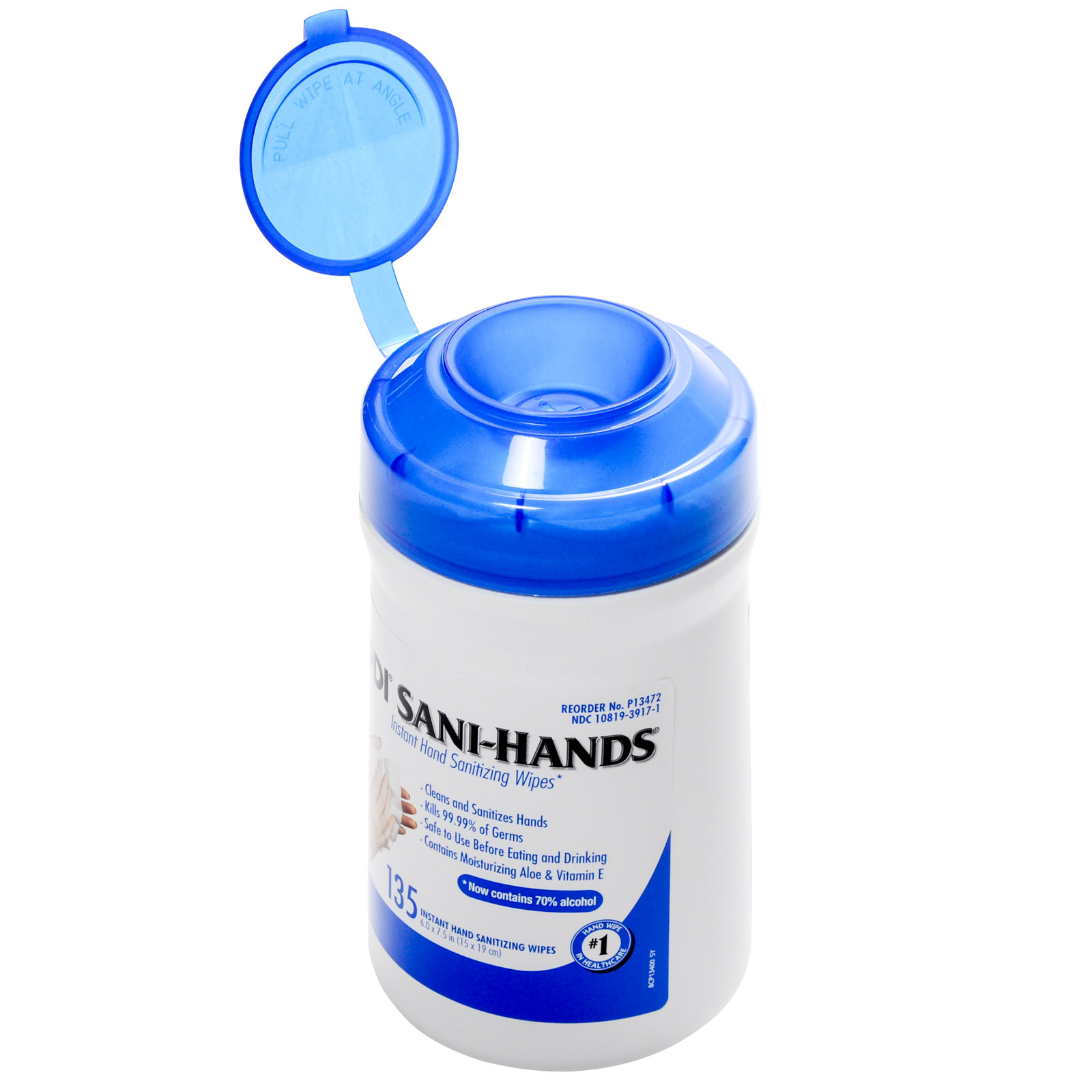 Sani Hands Alc Alcohol Gel Hand Wipes 135/tub