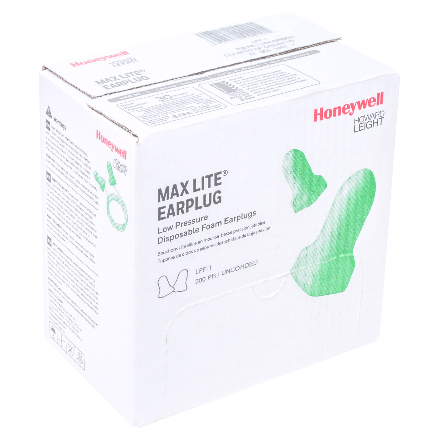 Max Lite Disposable Earplugs No Cord 200 Pair/box
