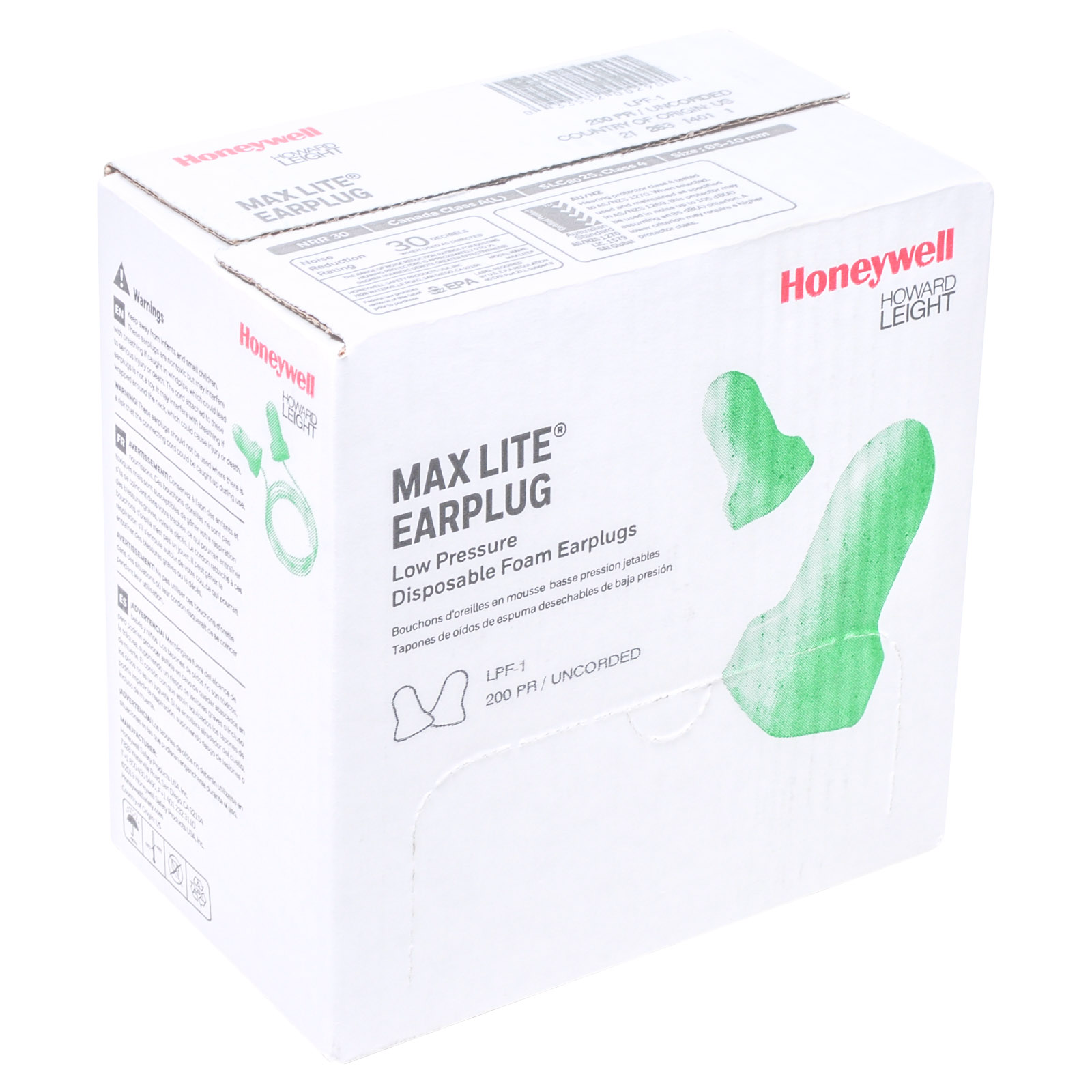 Max Lite Disposable Earplugs No Cord 200 Pair/box