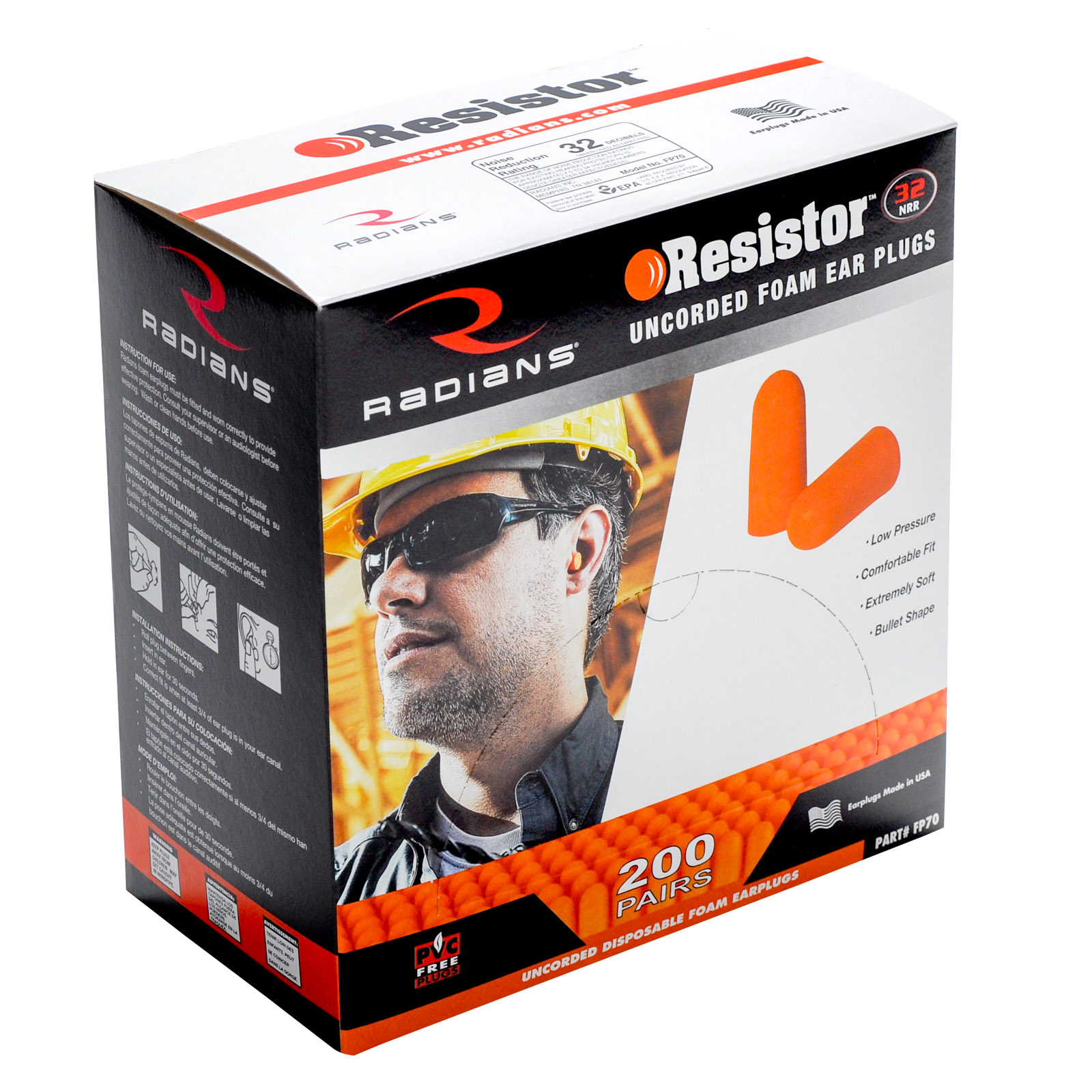 Resistor 32 Earplugs No Cord #FP70 (200 pr/Bx)