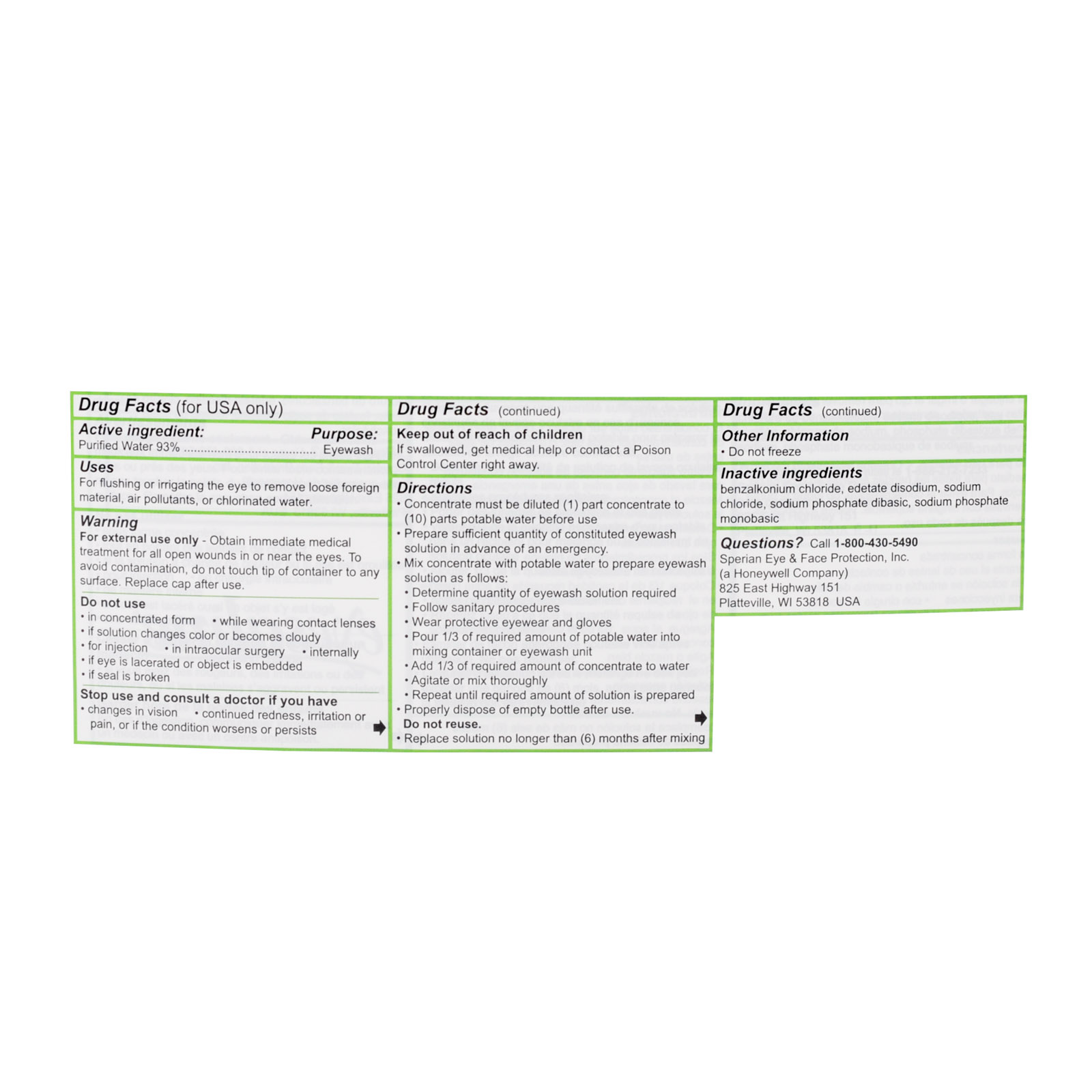 Fendall Eyesaline Eye Wash Station Refill Concentrate 180 Oz