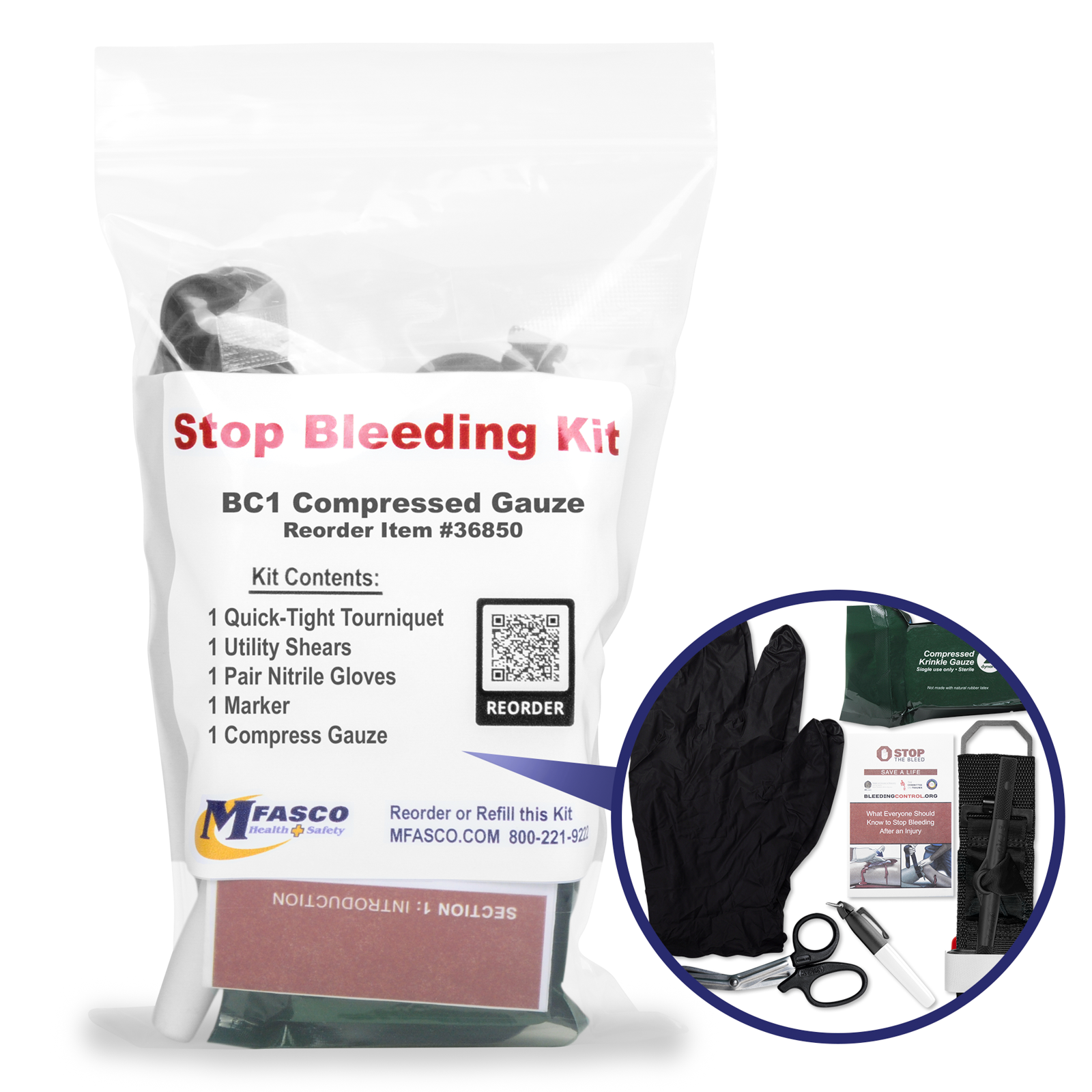 Stop the Bleed Pack GC1 W/ Compressed Gauze | MFASCO Health & Safety
