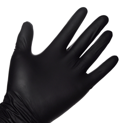 Black Nitrile Exam Gloves Pair in Recloseable Bag