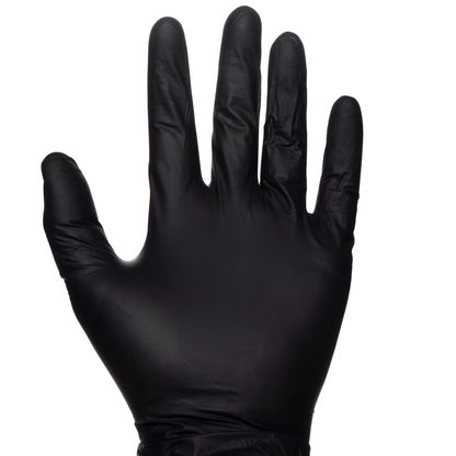 Black Nitrile Exam Gloves Pair in Recloseable Bag