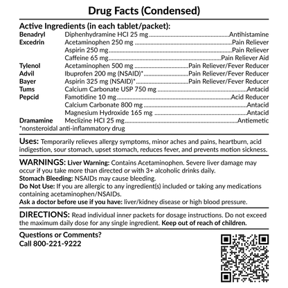 Medication Travel Pack Brand Name Meds 32 Piece