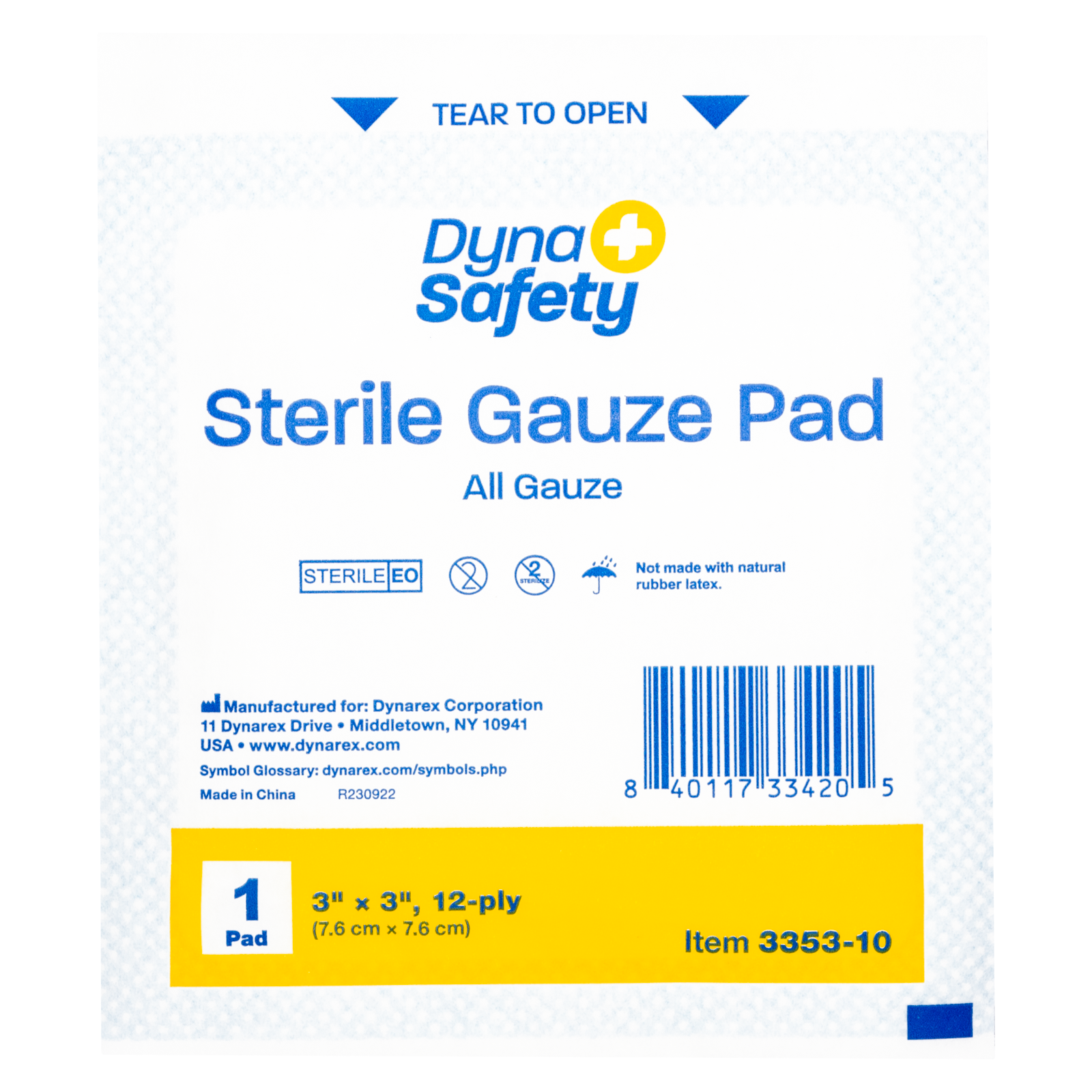 Dynasafety Gauze Pads 3x3 Sterile (10/Bx)