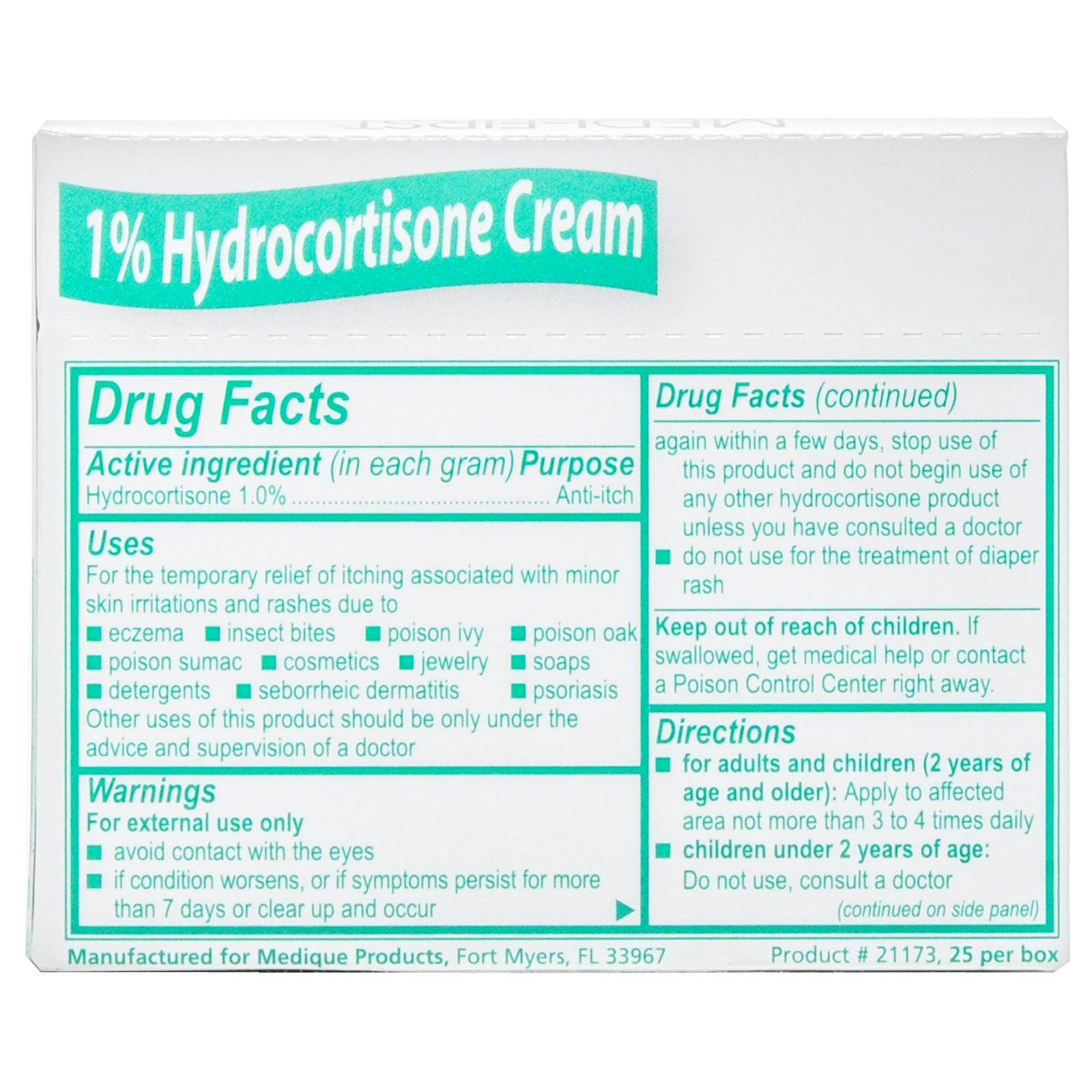 Hydrocortisone Cream Anti-itch 25 Pkts/box