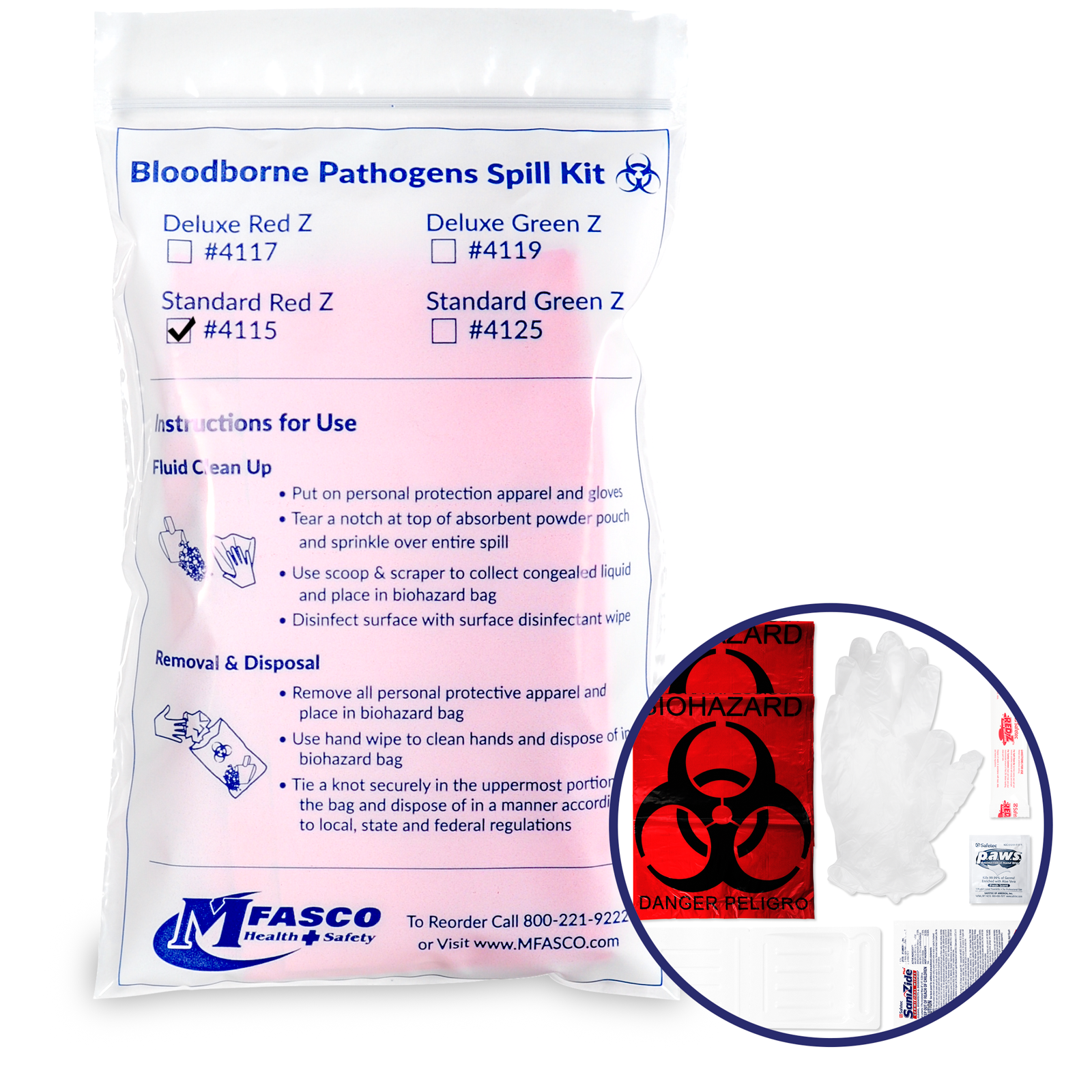 Biohazard Fluid Clean Up Kit W/Red Z