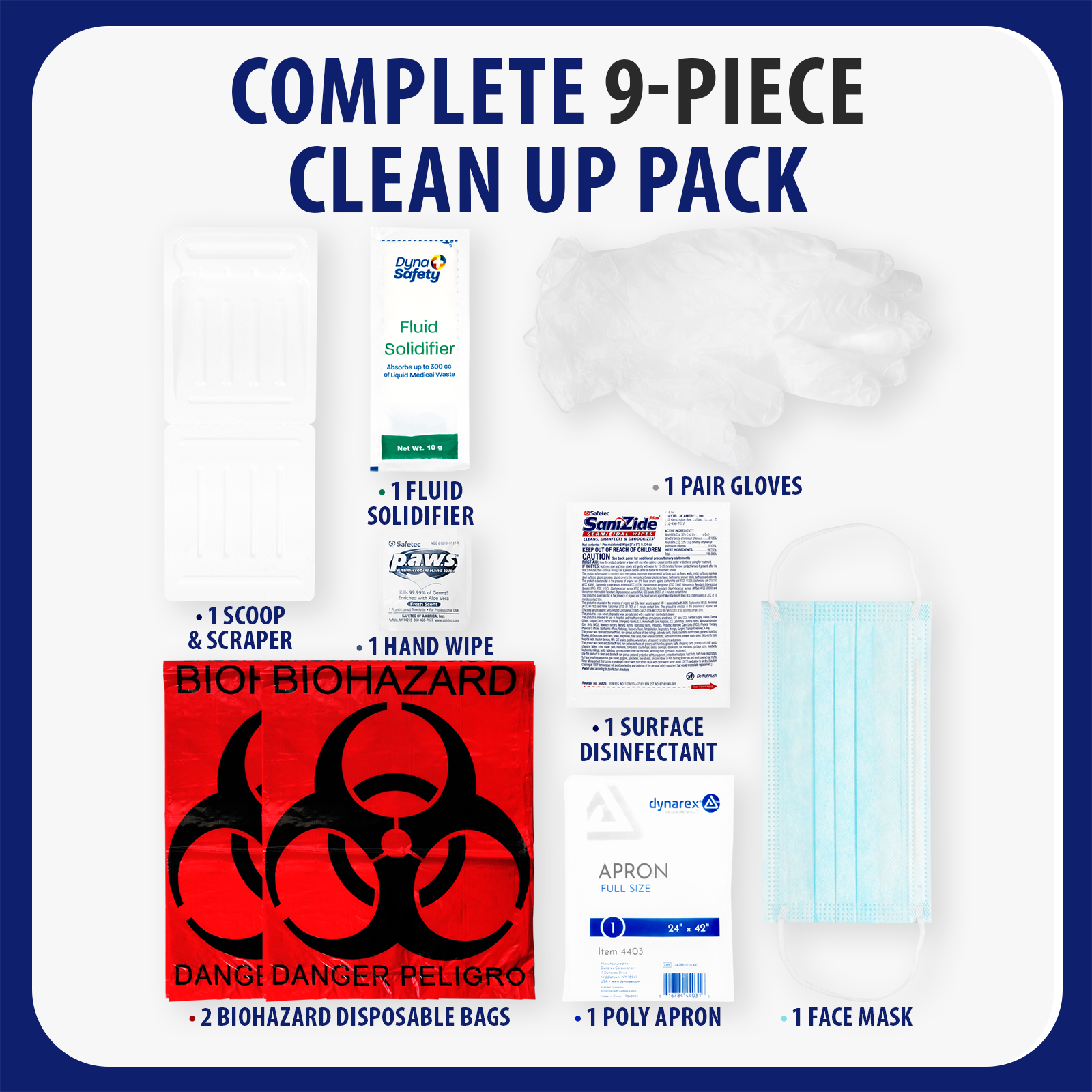 Biohazard Clean up Kit Green Z With Apron/Mask