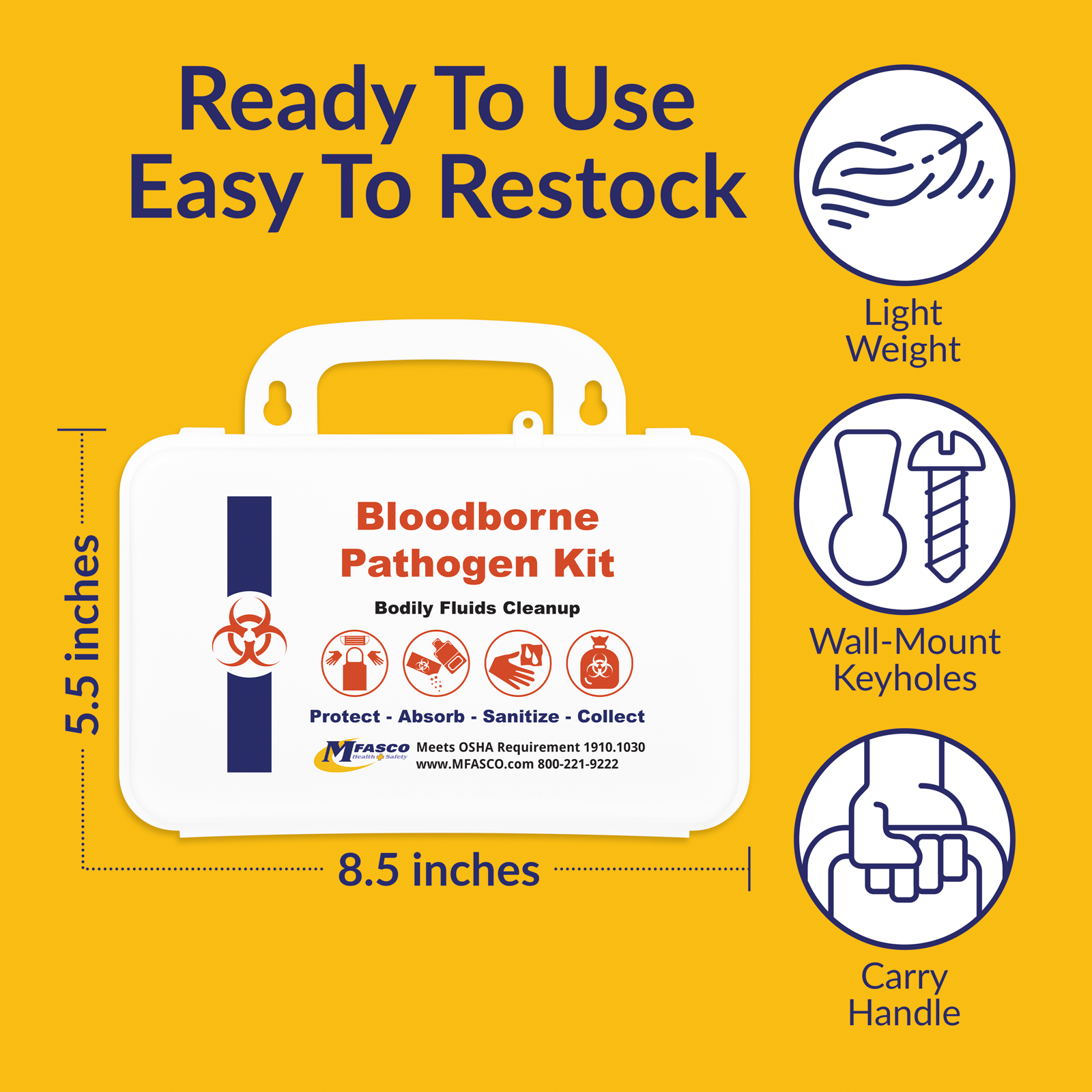 Blood Borne Pathogens Clean Up Kit Plastic Case Single