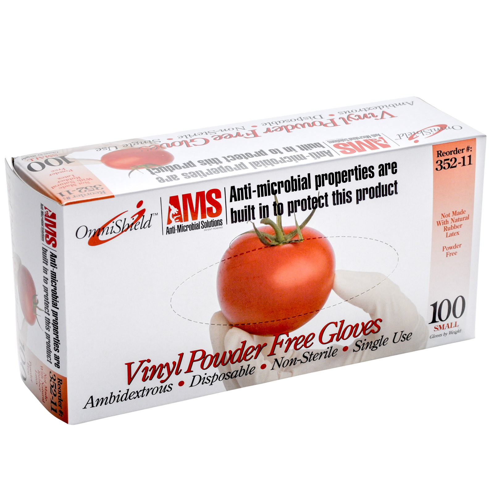 Gloves Vinyl Powder Free Anti-Microbial For Food Service 100/Bx
