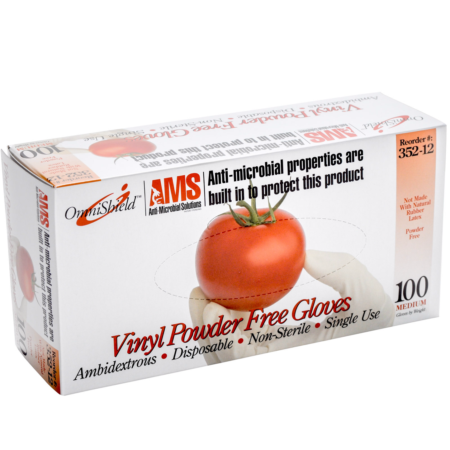 Gloves Vinyl Powder Free Anti-Microbial For Food Service 100/Bx