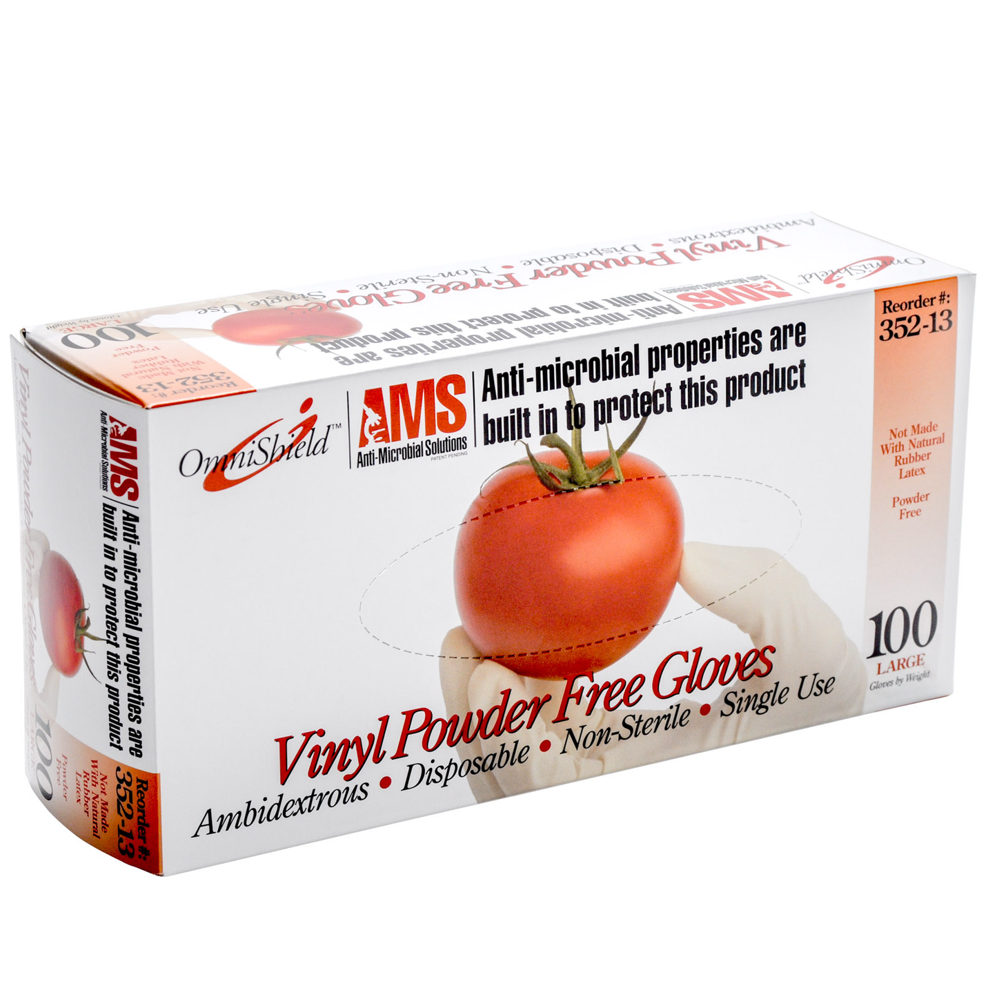 Gloves Vinyl Powder Free Anti-Microbial For Food Service 100/Bx