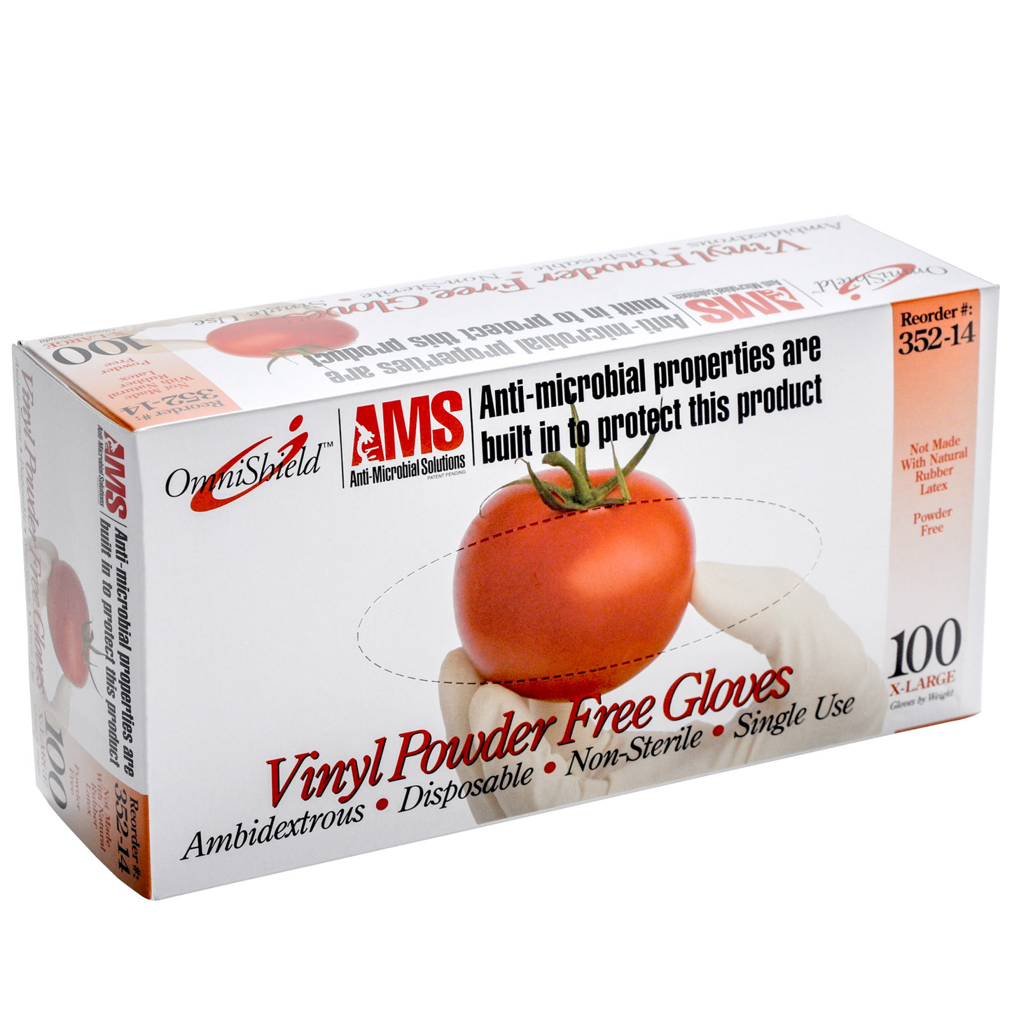 Gloves Vinyl Powder Free Anti-Microbial For Food Service 100/Bx