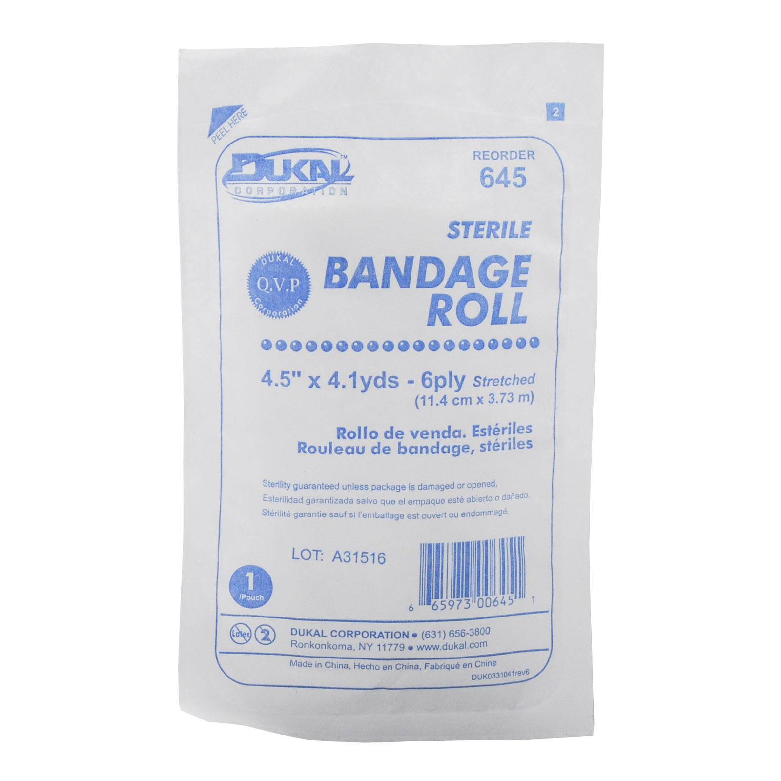 Cushioning Gauze Roll Bandage 6 Ply Sterile 4 1/2" X 4 Yd Roll