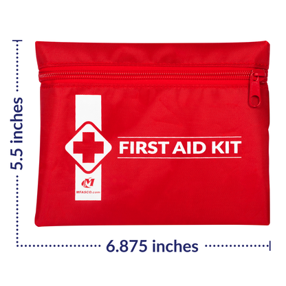 Travel First Aid Kit With OTC Medications Red Pouch With Clip