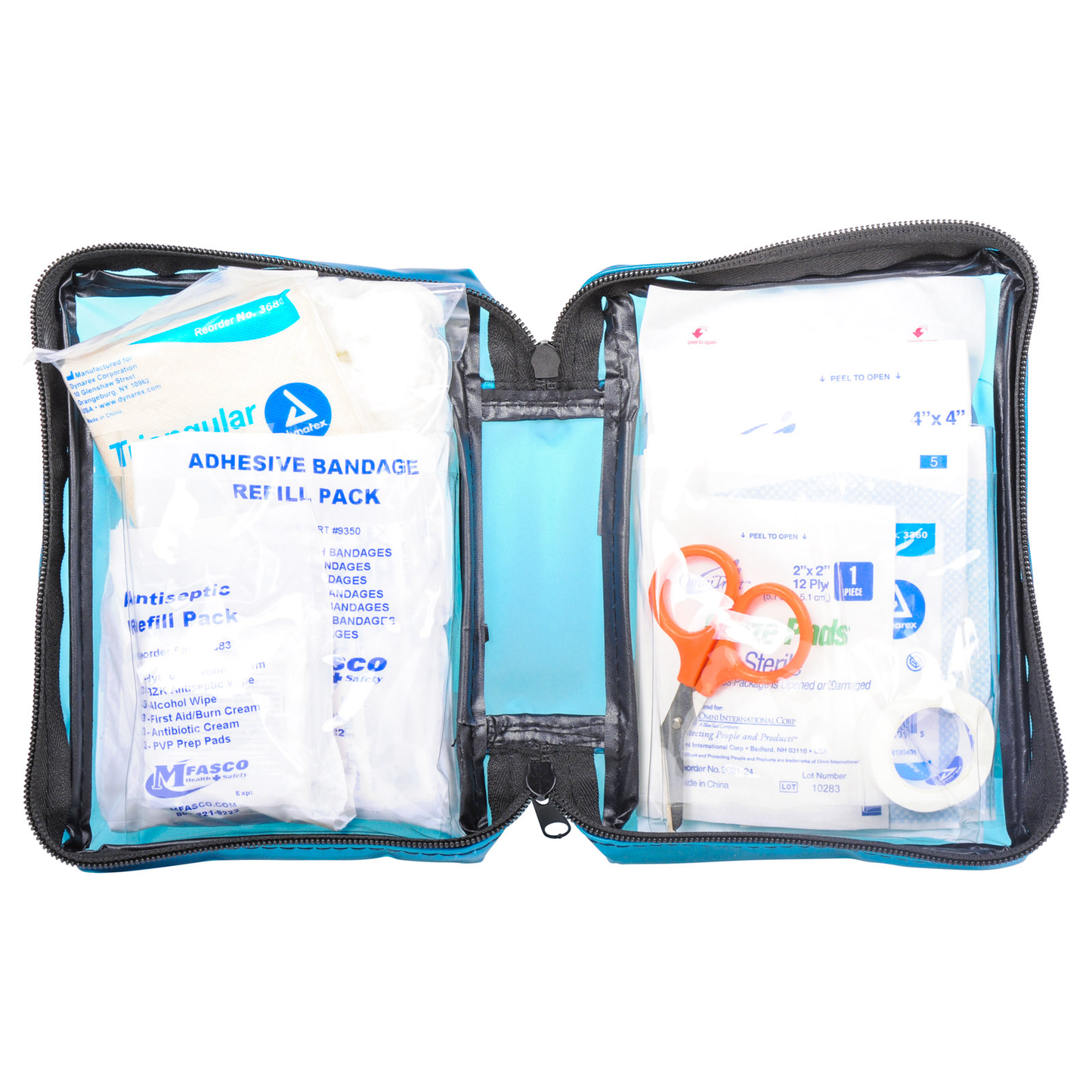 First Aid Kit 70 Piece Blue Transparent MFA