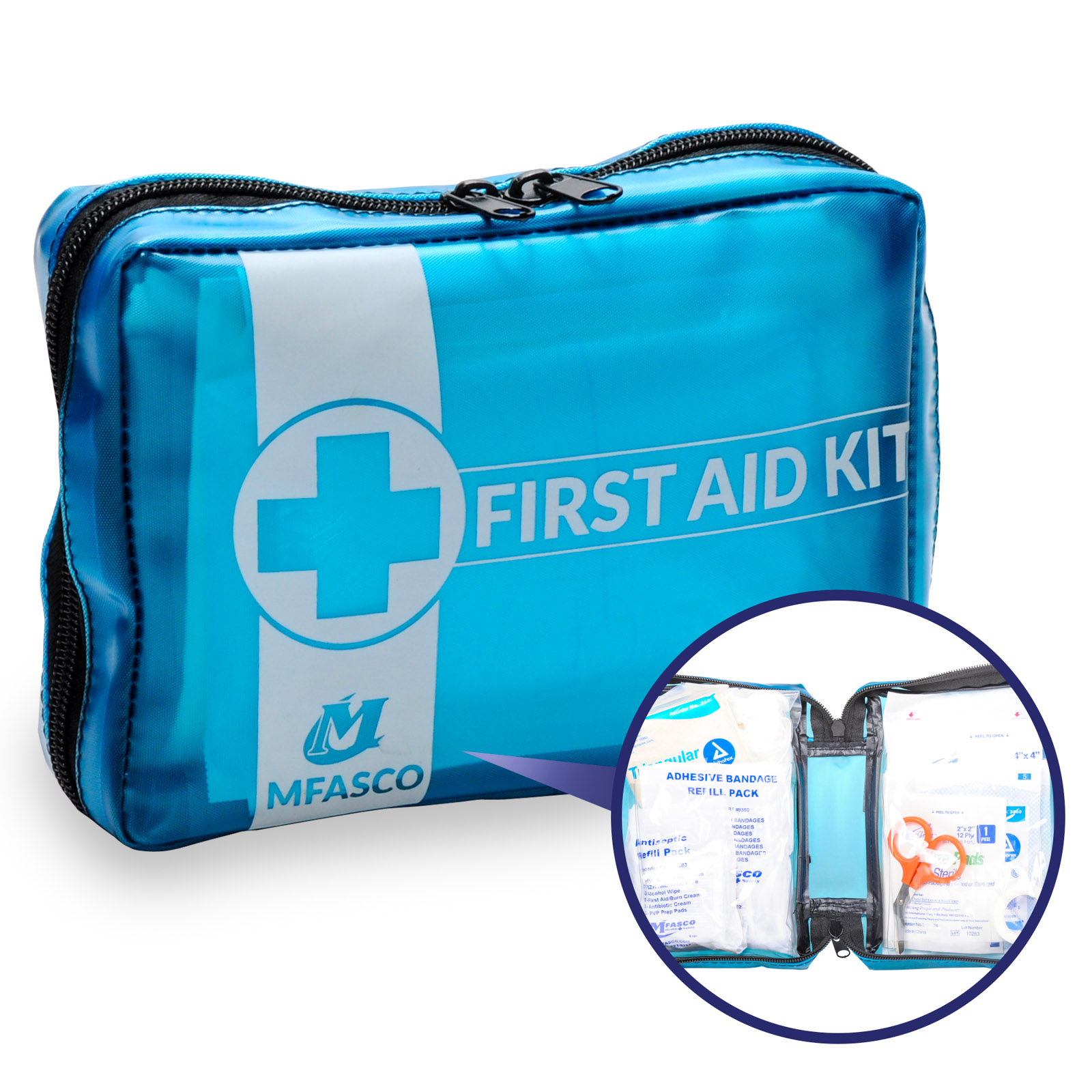 First Aid Kit 70 Piece Blue Transparent MFA