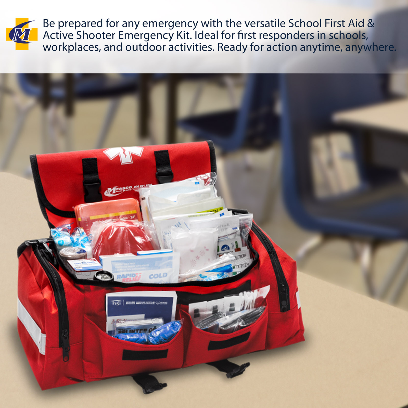 Emergency School First Aid Bag Red MFASCO