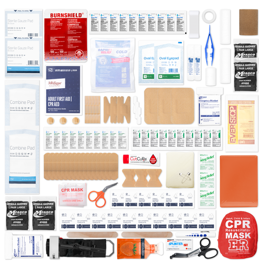 First Aid Refill Pack for Emergency First aid Kits Includes CPR Resuscitator for Children & Adults