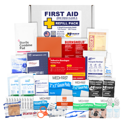 Complete First Aid Kit Refill 2 Shelf OSHA Class A Essentials 388 Piece