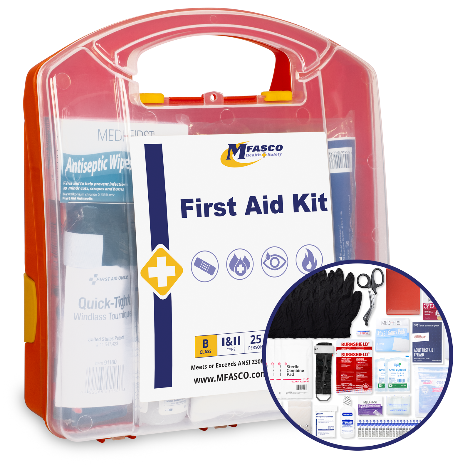 Class B First Aid Kit Plastic Case Clear Front