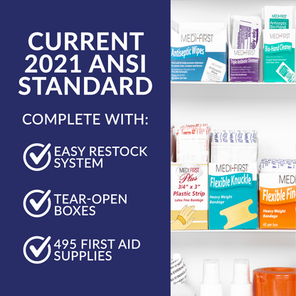 3 Shelf Metal Workplace First Aid Kit Osha Class B With Medications