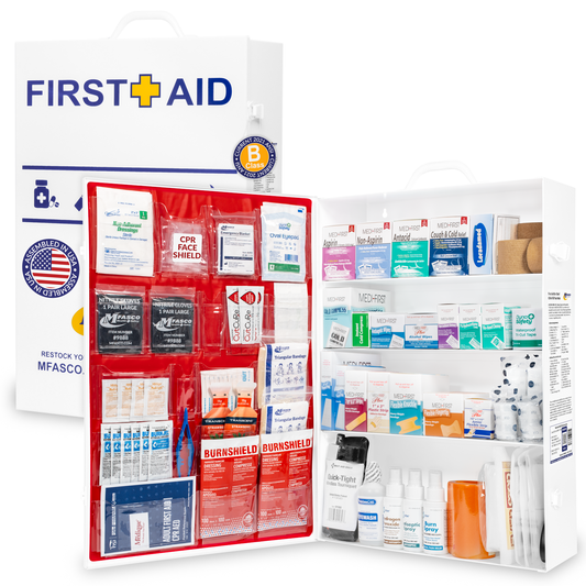 4 Shelf Metal Workplace First Aid Kit Osha Class B With Medications