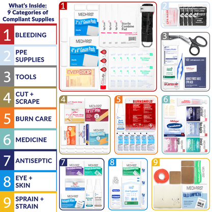 4 Shelf Metal Workplace First Aid Kit Osha Class B With Medications