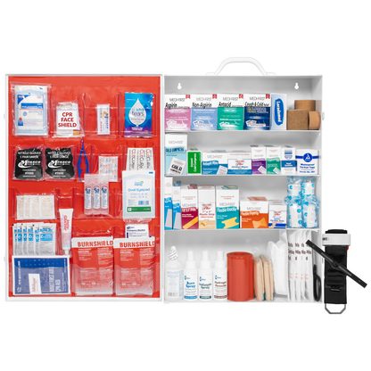 4 Shelf First Aid Kit Osha Fill with Medications & Logo