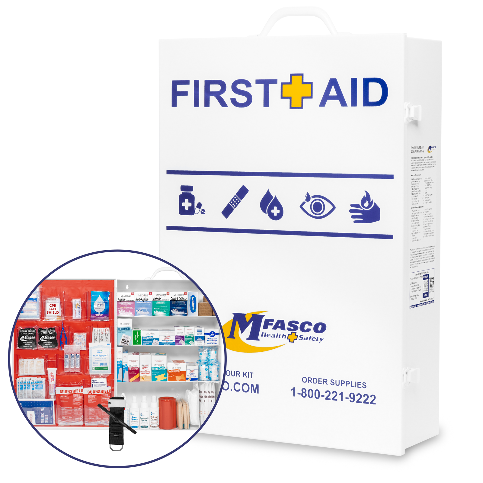 4 Shelf First Aid Kit Osha Fill with Medications & Logo