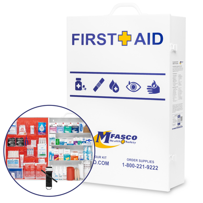 4 Shelf First Aid Kit Osha Fill with Medications & Logo