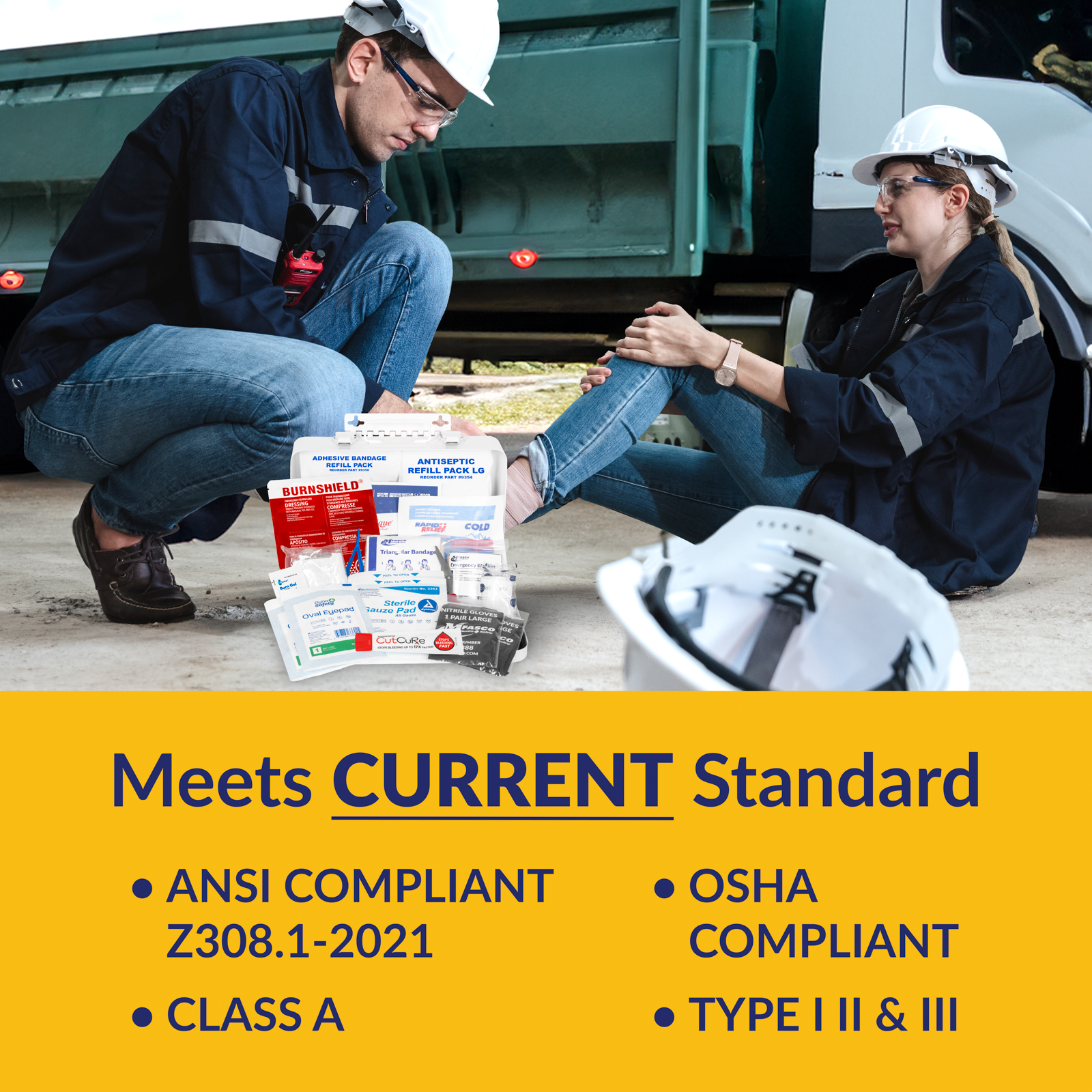 Construction First Aid Kit OSHA Class A Metal Box