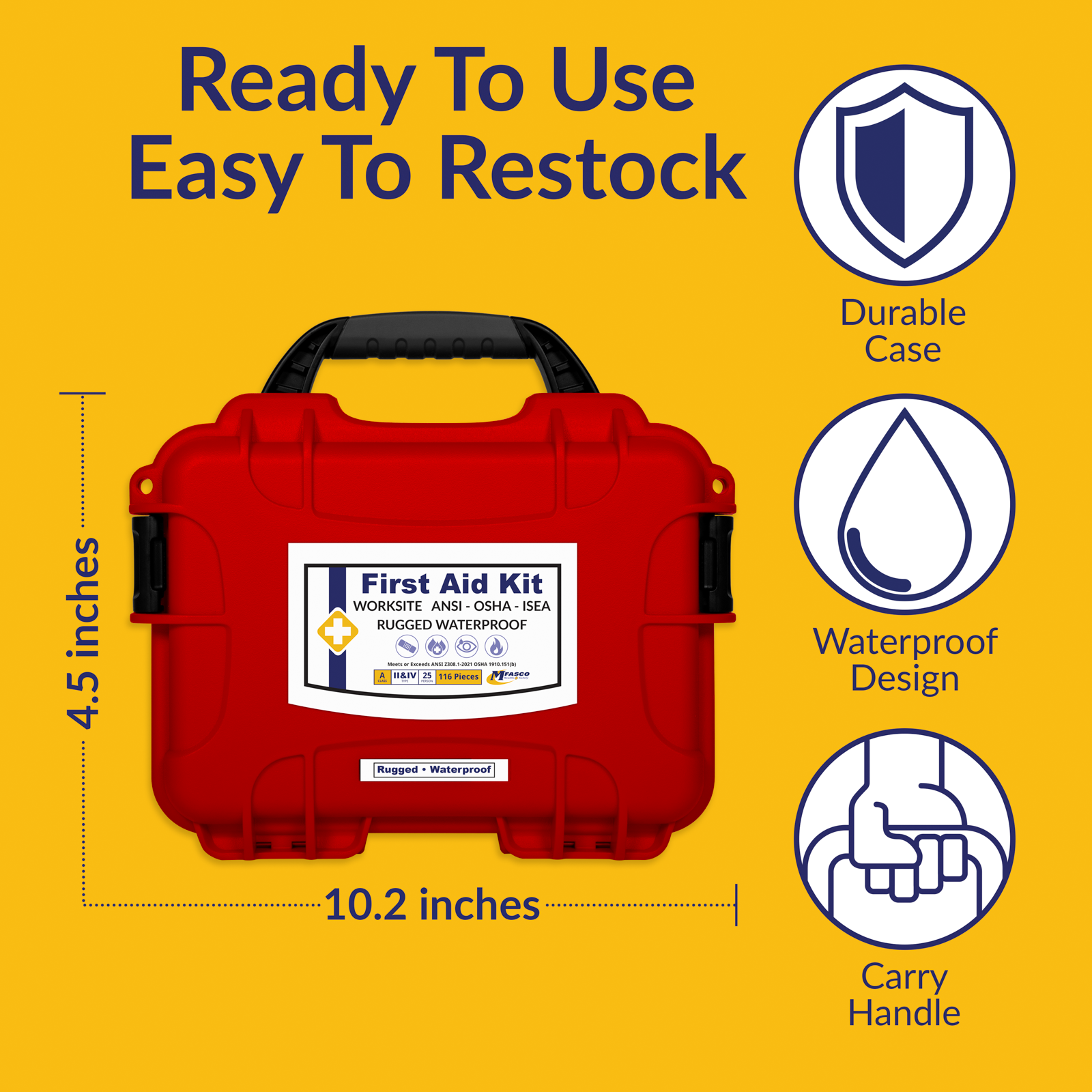 Worksite Waterproof/Rugged OSHA First Aid Kit Class A