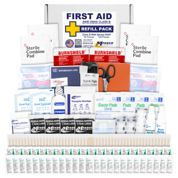 OSHA Class B First Aid Kit Refill Easy Use Sprays 129 Piece