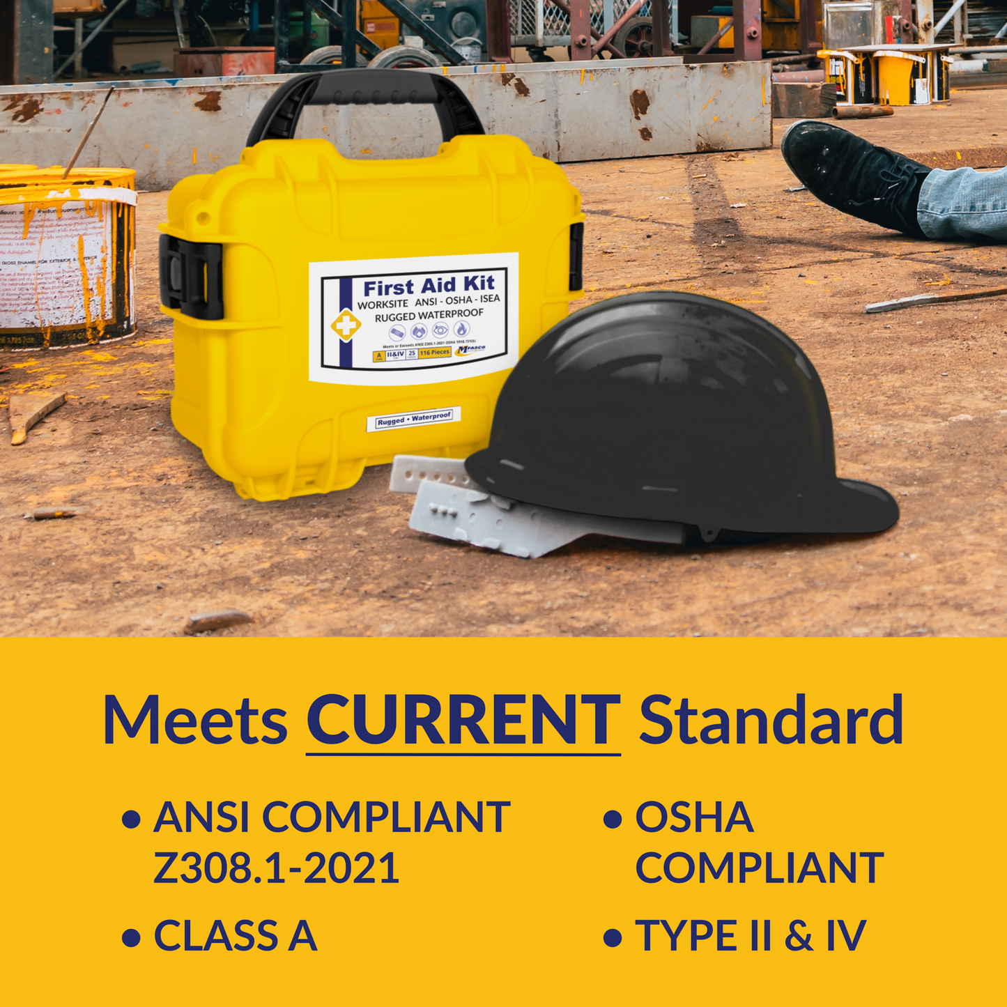 Class A Rugged/Waterproof First Aid Kit Yellow Case