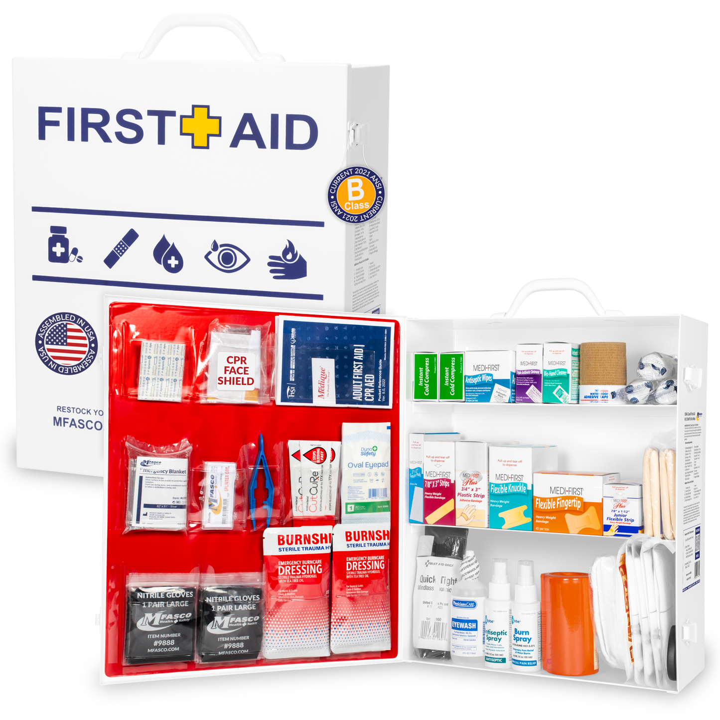 3 Shelf First Aid Kit OSHA 2021 W/Logo No Medications