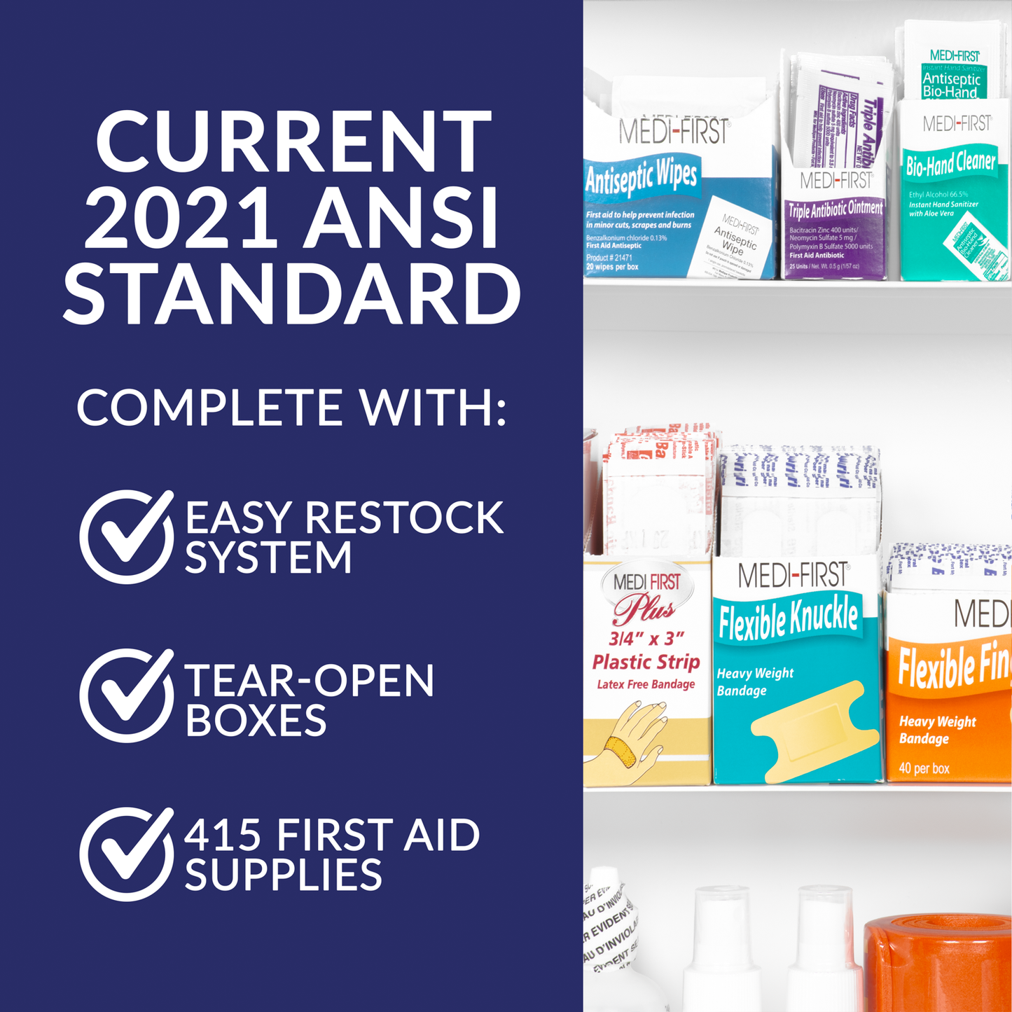 3 Shelf First Aid Kit OSHA 2021 W/Logo No Medications