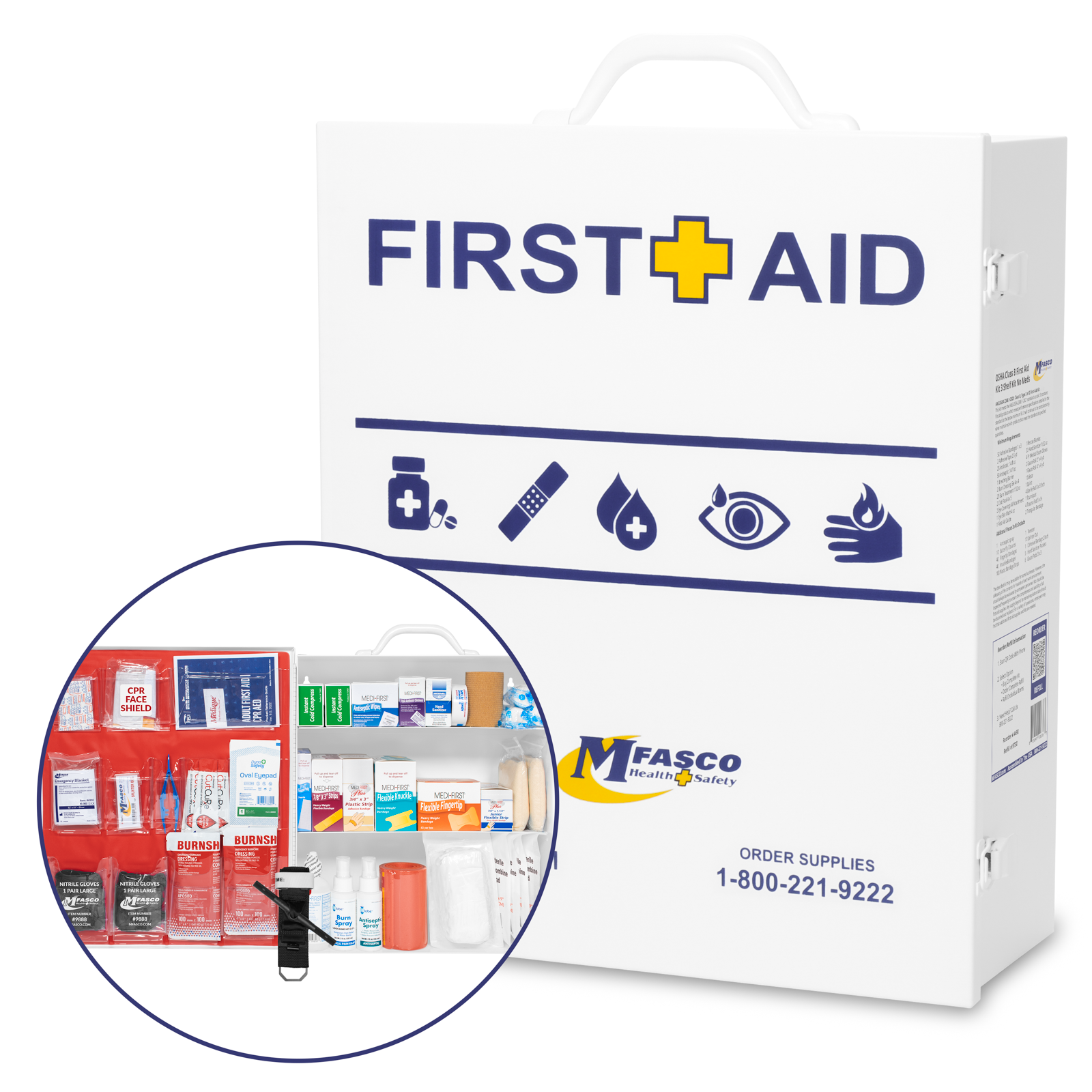 3 Shelf First Aid Kit OSHA 2021 W/Logo No Medications