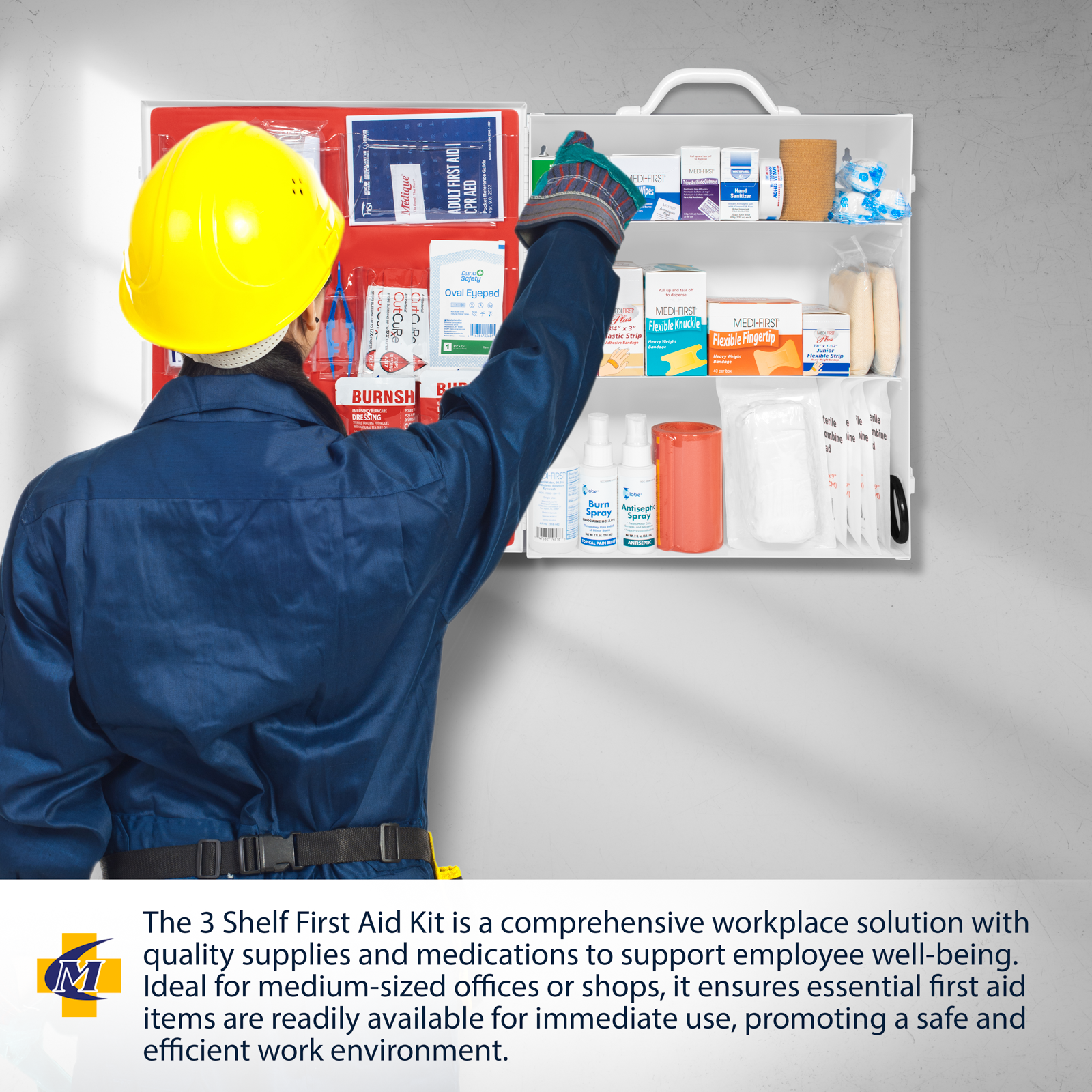 3 Shelf First Aid Kit OSHA 2021 W/Logo No Medications